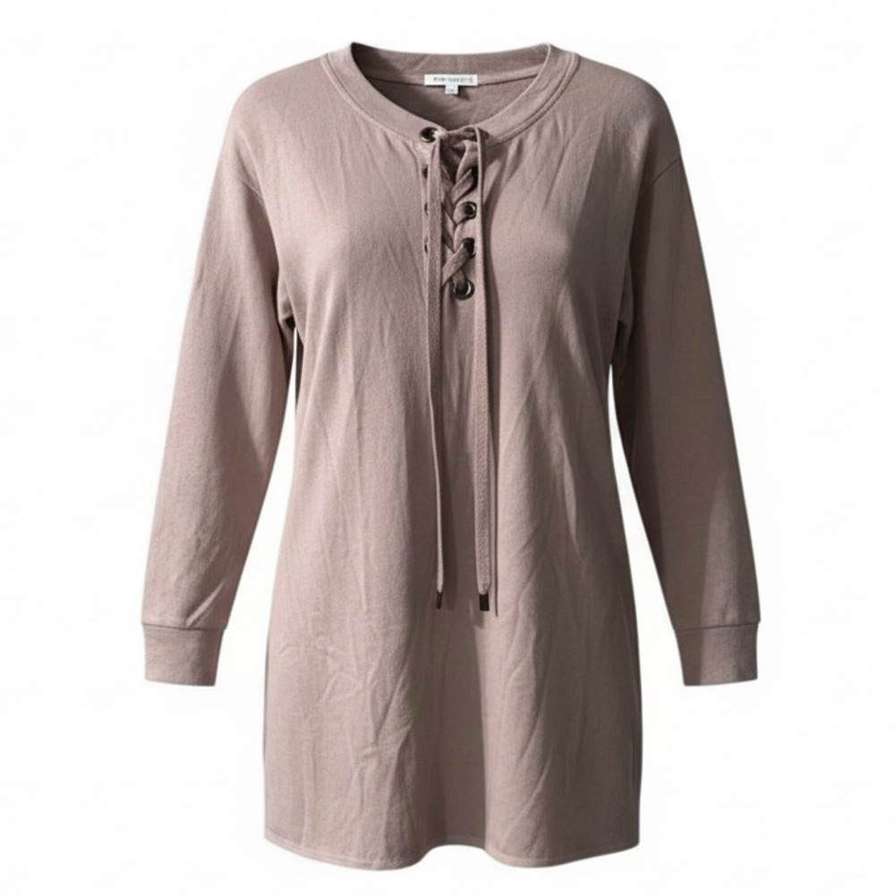 Socialite Sweatshirt Tunic Dress Size Small Lace Up Fleece French Terry Rose
